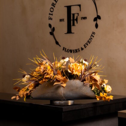 Floral Arrangement in Leaf-Shaped Vase