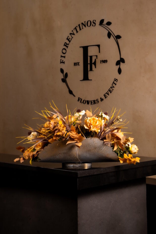 Floral Arrangement in Leaf-Shaped Vase