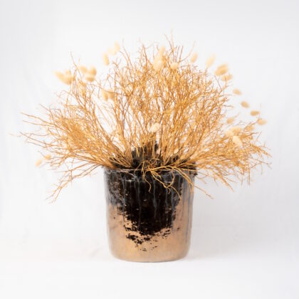 Golden Dried Foliage in Bronze Ceramic Vase
