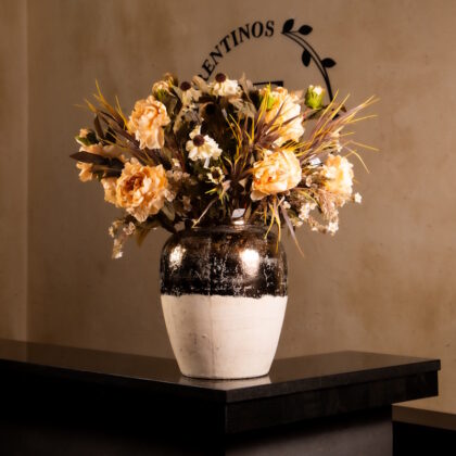 Elegant Ceramic Vase with Soft Cream Florals