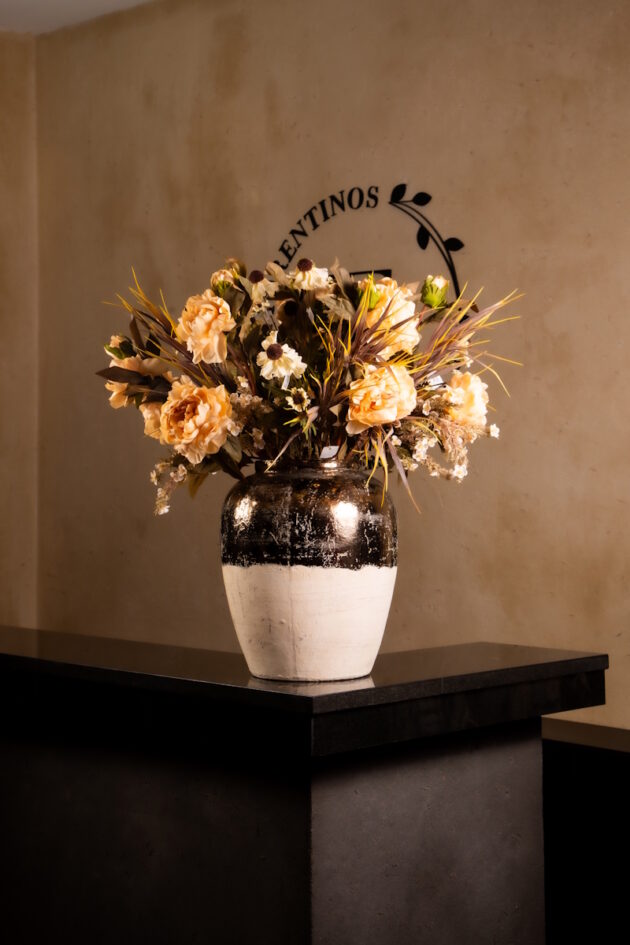 Elegant Ceramic Vase with Soft Cream Florals