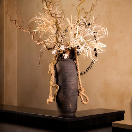 Natural Wood & Rope Design in Tall Ceramic Vase