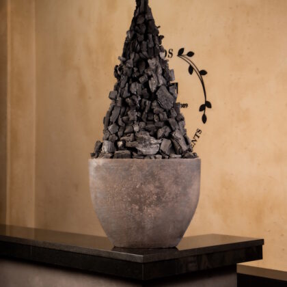 Charcoal Art in Clay Pot