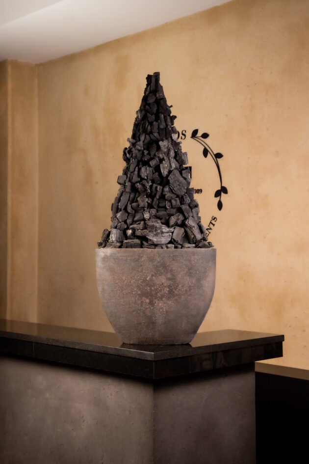 Charcoal Art in Clay Pot