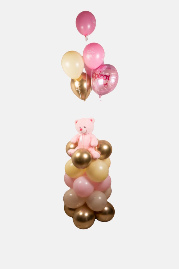 It’s a Girl! Balloon Arrangement with Teddy Bear