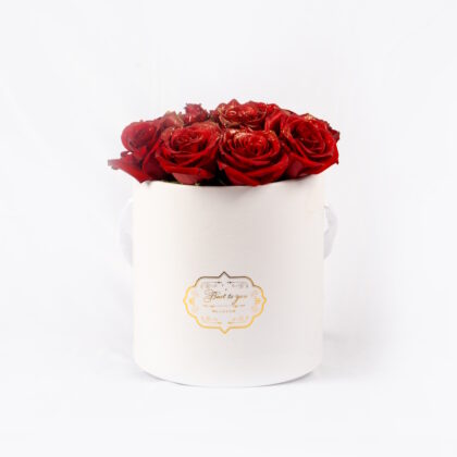 Box with Red Roses and Gold Glitter